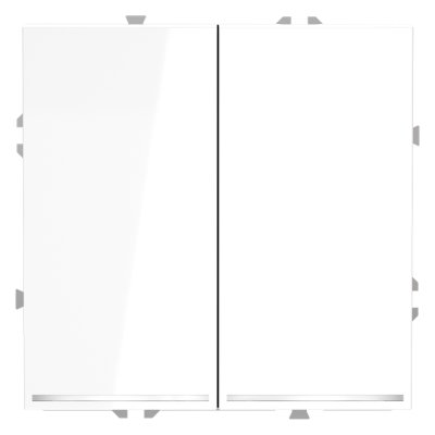 Выключатель встраиваемый VOLTUM S70 двухклавишный с подсветкой 10А, (белый глянцевый) (VLS020201)