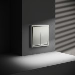 Выключатель встраиваемый VOLTUM S70 двухклавишный с подсветкой 10А, (сталь) (VLS020205)