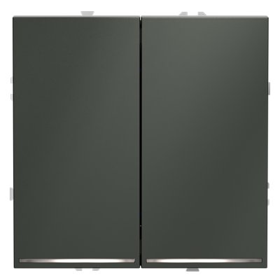 Выключатель встраиваемый VOLTUM S70 двухклавишный с подсветкой 10А, (титан) (VLS020206)