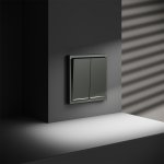 Выключатель встраиваемый VOLTUM S70 двухклавишный с подсветкой 10А, (титан) (VLS020206)