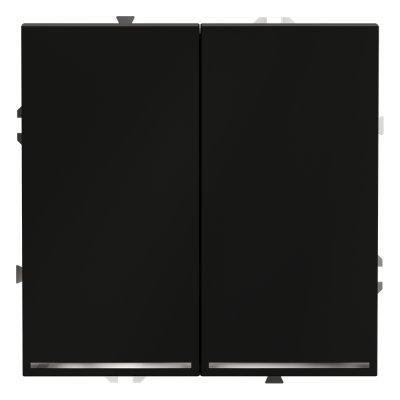 Выключатель встраиваемый VOLTUM S70 двухклавишный с подсветкой 10А, (черный матовый) (VLS020208)