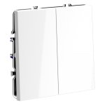 Проходной переключатель встраиваемый VOLTUM S70 двухклавишный 10А, (белый глянцевый) (VLS020301)