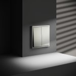 Проходной переключатель встраиваемый VOLTUM S70 двухклавишный 10А, (сталь) (VLS020305)