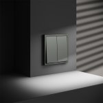 Проходной переключатель встраиваемый VOLTUM S70 двухклавишный 10А, (титан) (VLS020306)