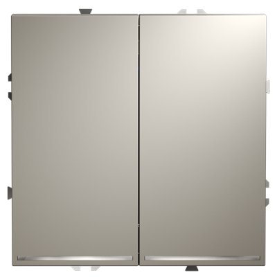 Проходной переключатель встраиваемый VOLTUM S70 двухклавишный с подсветкой 10А, (кашемир) (VLS020403)