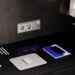 Проходной переключатель встраиваемый VOLTUM S70 двухклавишный с подсветкой 10А, (шелк) (VLS020404)