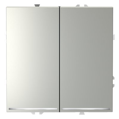 Проходной переключатель встраиваемый VOLTUM S70 двухклавишный с подсветкой 10А, (сталь) (VLS020405)