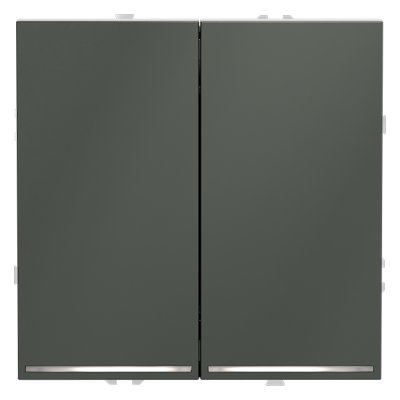 Проходной переключатель встраиваемый VOLTUM S70 двухклавишный с подсветкой 10А, (титан) (VLS020406)