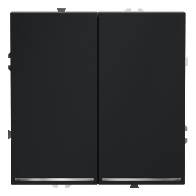 Проходной переключатель встраиваемый VOLTUM S70 двухклавишный с подсветкой 10А, (графит) (VLS020407)