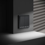 Проходной переключатель встраиваемый VOLTUM S70 двухклавишный с подсветкой 10А, (графит) (VLS020407)