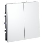 Выключатель с самовозвратом встраиваемый VOLTUM S70 двухклавишный 10А, (белый матовый) (VLS020602)