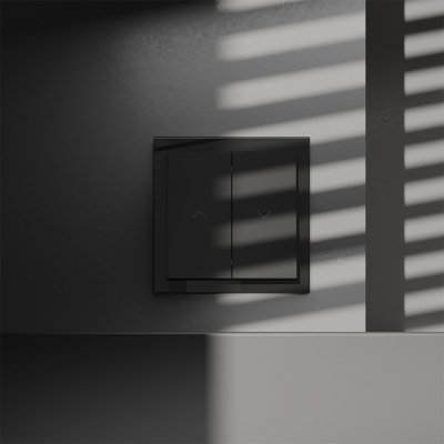 Выключатель встраиваемый VOLTUM S70 для жалюзи 10А, (черный матовый)