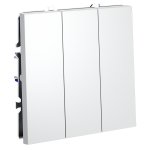 Выключатель встраиваемый VOLTUM S70 трехклавишный 10А, (белый матовый) (VLS030102)