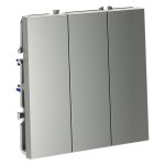 Выключатель встраиваемый VOLTUM S70 трехклавишный 10А, (сталь) (VLS030105)