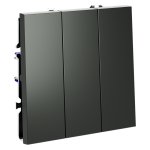 Выключатель встраиваемый VOLTUM S70 трехклавишный 10А, (титан) (VLS030106)