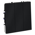 Выключатель встраиваемый VOLTUM S70 трехклавишный 10А, (графит) (VLS030107)