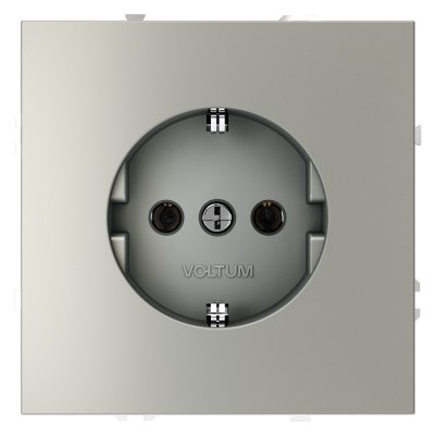 Розетка встраиваемая VOLTUM S70 с заземлением 16А, (сталь) (VLS040105)