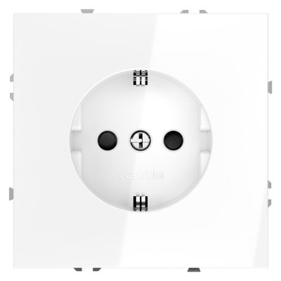 Розетка встраиваемая VOLTUM S70 с заземлением и защитными шторками, 16А, (белый глянцевый) (VLS040201)