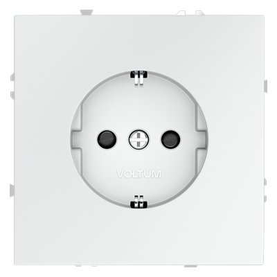 Розетка встраиваемая VOLTUM S70 с заземлением и защитными шторками, 16А, (белый матовый) (VLS040202)