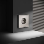 Розетка встраиваемая VOLTUM S70 с заземлением и защитными шторками, 16А, (кашемир) (VLS040203)