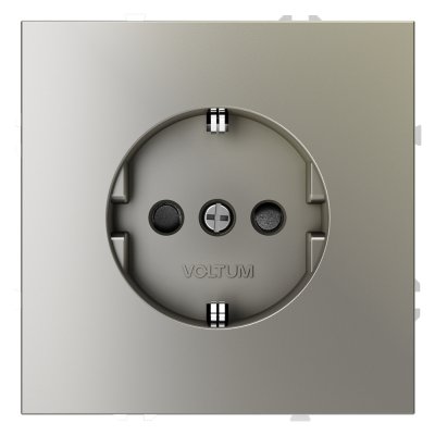 Розетка встраиваемая VOLTUM S70 с заземлением и защитными шторками, 16А, (шелк) (VLS040204)
