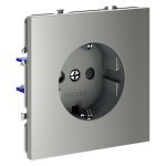 Розетка встраиваемая VOLTUM S70 с заземлением и защитными шторками, 16А, (сталь) (VLS040205)
