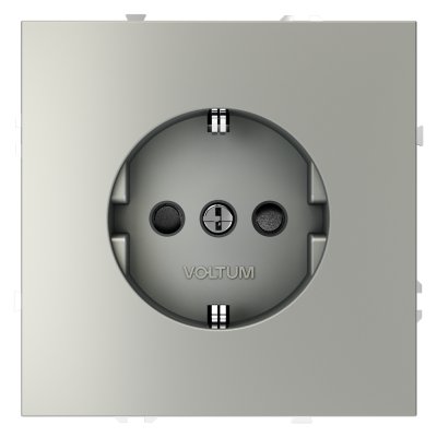 Розетка встраиваемая VOLTUM S70 с заземлением и защитными шторками, 16А, (сталь) (VLS040205)