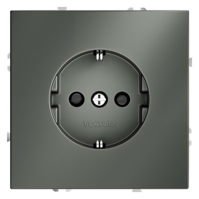 Розетка встраиваемая VOLTUM S70 с заземлением и защитными шторками, 16А, (титан) (VLS040206)