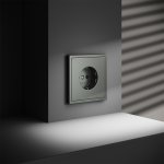 Розетка встраиваемая VOLTUM S70 с заземлением и защитными шторками, 16А, (титан) (VLS040206)