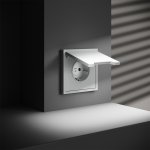 Розетка встраиваемая VOLTUM S70 с заземлением, защитными шторками и крышкой 16А, (белый матовый) (VLS040302)