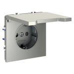 Розетка встраиваемая VOLTUM S70 с заземлением, защитными шторками и крышкой 16А, (сталь) (VLS040305)