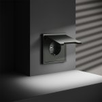 Розетка встраиваемая VOLTUM S70 с заземлением, защитными шторками и крышкой 16А, (титан) (VLS040306)