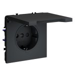 Розетка встраиваемая VOLTUM S70 с заземлением, защитными шторками и крышкой 16А, (графит) (VLS040307)