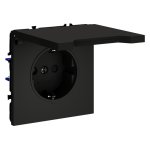 Розетка встраиваемая VOLTUM S70 с заземлением, защитными шторками и крышкой 16А, (черный матовый) (VLS040308)