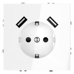 Розетка встраиваемая VOLTUM S70 с заземлением и защитными шторками, 16А, с USB, A+A, (белый глянцевый) (VLS040401)