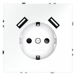 Розетка встраиваемая VOLTUM S70 с заземлением и защитными шторками, 16А, с USB, A+A, (белый матовый) (VLS040402)