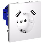 Розетка встраиваемая VOLTUM S70 с заземлением и защитными шторками, 16А, с USB, A+A, (белый матовый) (VLS040402)