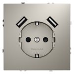 Розетка встраиваемая VOLTUM S70 с заземлением и защитными шторками, 16А, с USB, A+A, (кашемир) (VLS040403)