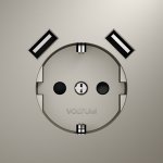 Розетка встраиваемая VOLTUM S70 с заземлением и защитными шторками, 16А, с USB, A+A, (кашемир) (VLS040403)