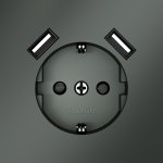 Розетка встраиваемая VOLTUM S70 с заземлением и защитными шторками, 16А, с USB, A+A, (титан) (VLS040406)