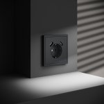 Розетка встраиваемая VOLTUM S70 с заземлением и защитными шторками, 16А, с USB, A+A, (графит) (VLS040407)