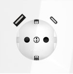 Розетка встраиваемая VOLTUM S70 с заземлением и защитными шторками, 16А, с USB, A+С, (белый глянцевый) (VLS040501)