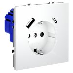 Розетка встраиваемая VOLTUM S70 с заземлением и защитными шторками, 16А, с USB, A+С, (белый матовый) (VLS040502)