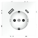 Розетка встраиваемая VOLTUM S70 с заземлением и защитными шторками, 16А, с USB, A+С, (белый матовый) (VLS040502)