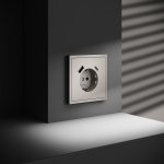 Розетка встраиваемая VOLTUM S70 с заземлением и защитными шторками, 16А, с USB, A+С, (кашемир) (VLS040503)