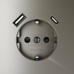 Розетка встраиваемая VOLTUM S70 с заземлением и защитными шторками, 16А, с USB, A+С, (шелк) (VLS040504)