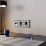 Розетка встраиваемая VOLTUM S70 с заземлением и защитными шторками, 16А, с USB, A+С, (титан) (VLS040506)