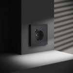 Розетка встраиваемая VOLTUM S70 с заземлением и защитными шторками, 16А, с USB, A+С, (графит) (VLS040507)