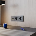 Розетка встраиваемая VOLTUM S70 с заземлением и защитными шторками, 16А, с USB, A+С, (графит) (VLS040507)