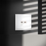 Розетка компьютерная встраиваемая VOLTUM S70 двойная RJ45+RJ45 кат.6, (белый глянцевый) (VLS060201)